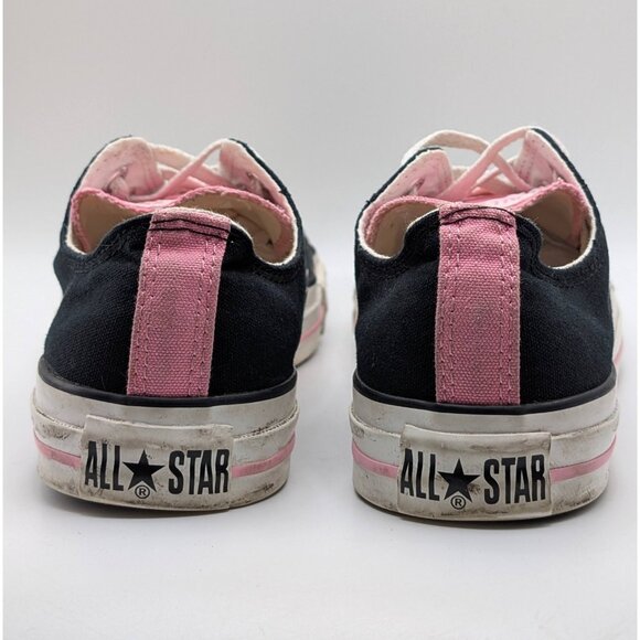 CONVERSE ALL STAR Womens Size 8.5 Canvas Low Top Sneakers Black Pink Chucks Lace - Picture 5 of 8